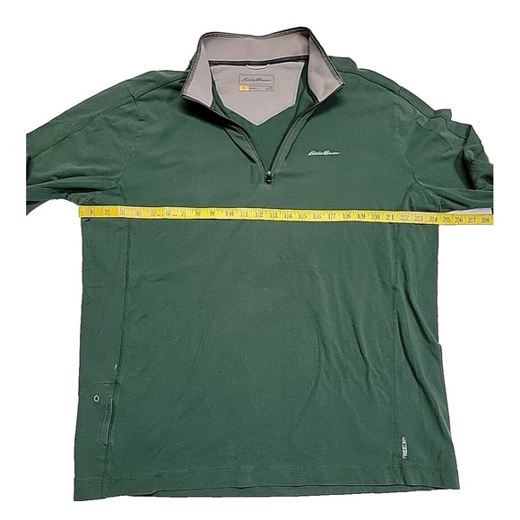 Eddie Bauer Travex Olive Green Stretch Quarter Zip Thick Shirt Men's XLT - Picture 4 of 13